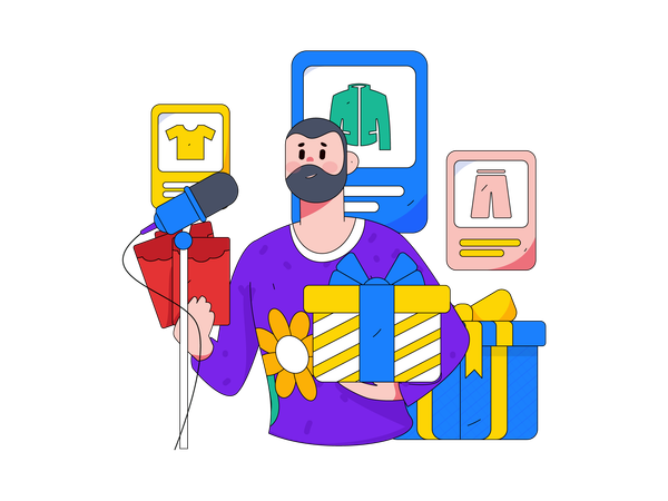 Man doing referral marketing  Illustration