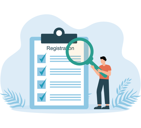 Man doing Registration  Illustration