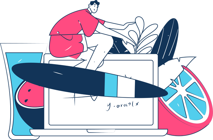 Man doing remote work  Illustration