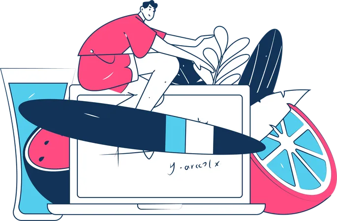 Man doing remote work  Illustration