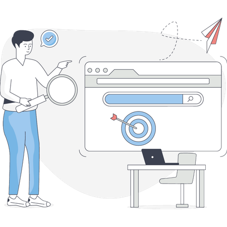 Man doing research on business target  Illustration