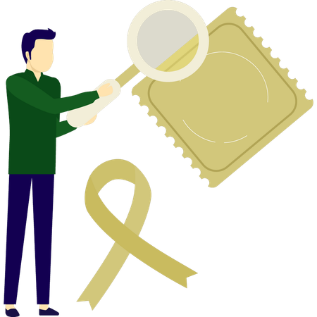 Man doing research on condom  Illustration