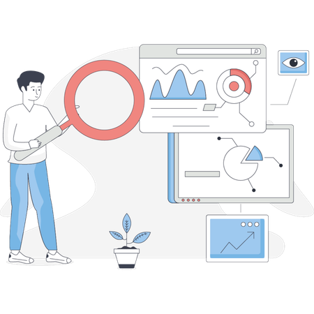 Man  doing research on financial chart  Illustration
