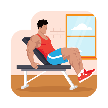 Man doing Reverse crunch exercise  Illustration