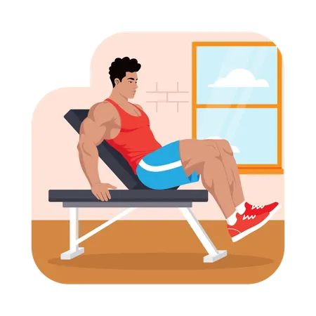 Man doing Reverse crunch exercise  Illustration