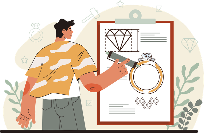 Man doing ring designing  Illustration