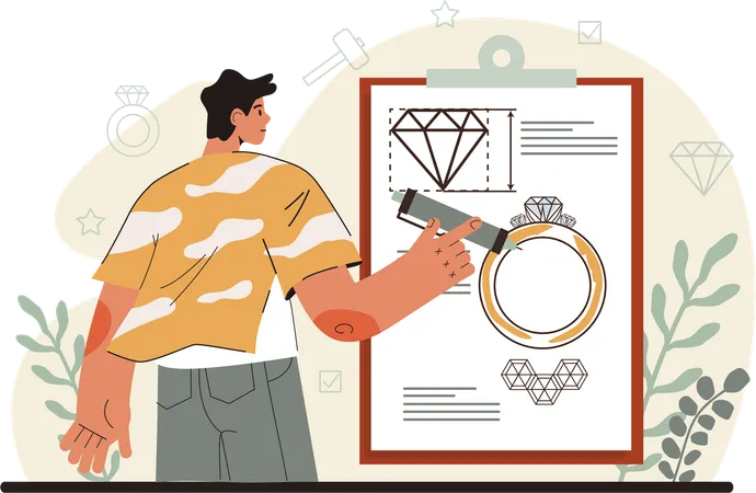 Man doing ring designing  Illustration