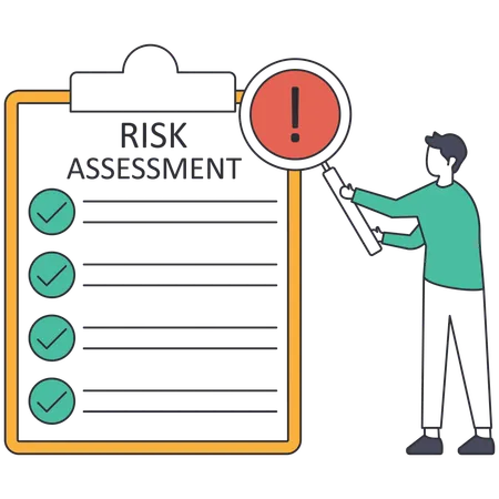 Man doing risk assessment  Illustration