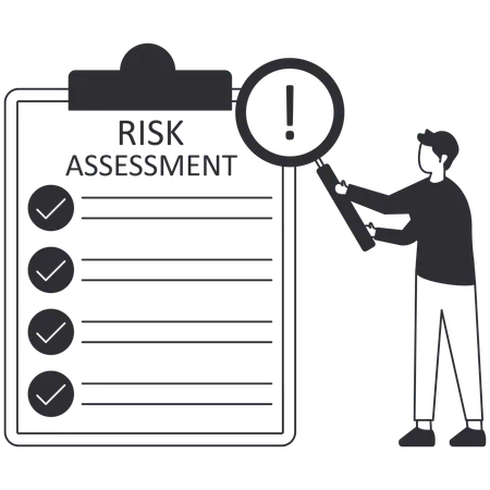 Man doing risk assessment  Illustration