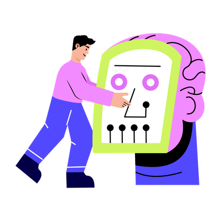Man doing robot engineering  Illustration