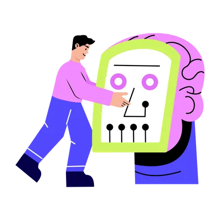 Man doing robot engineering  Illustration