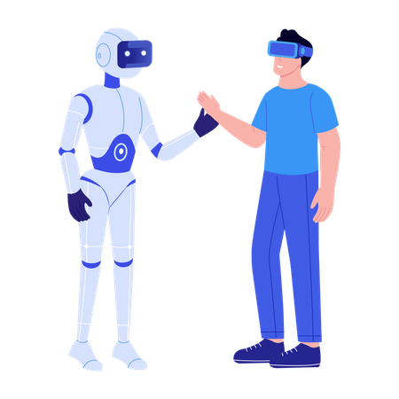 Man doing robot interaction  Illustration
