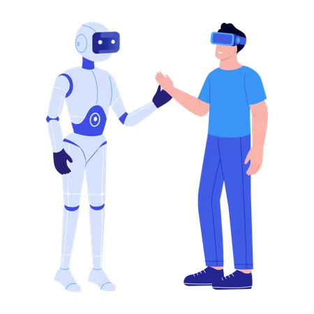 Man doing robot interaction  Illustration