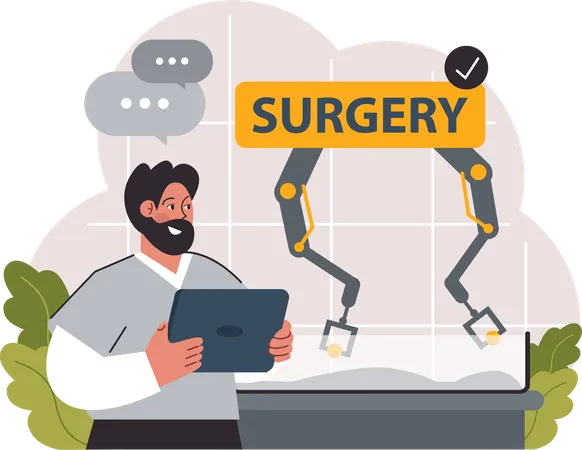 Man doing robotic surgery  Illustration
