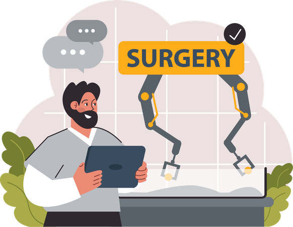 Man doing robotic surgery  Illustration