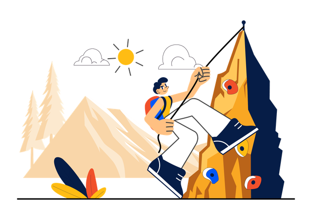 Man doing rock climbing  Illustration