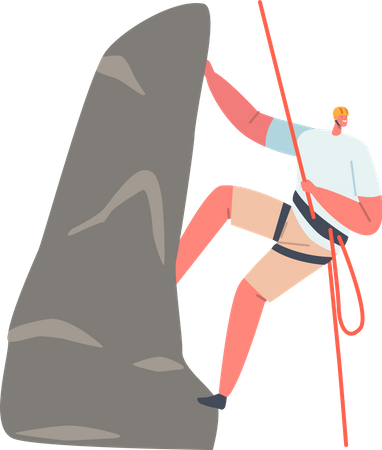 Man doing rock climbing Illustration