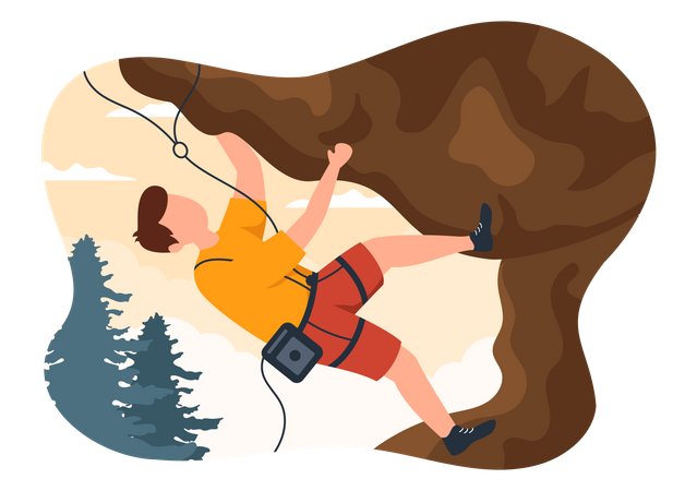 Man doing Rock Climbing  Illustration