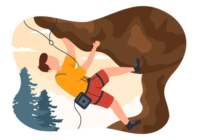 Man doing Rock Climbing  Illustration