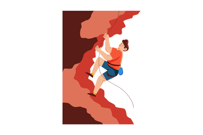 Man doing rock climbing  Illustration