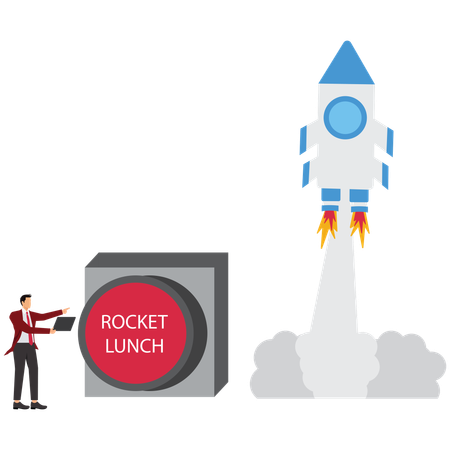 Man doing rocket launch  Illustration