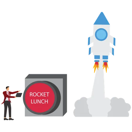 Man doing rocket launch  Illustration