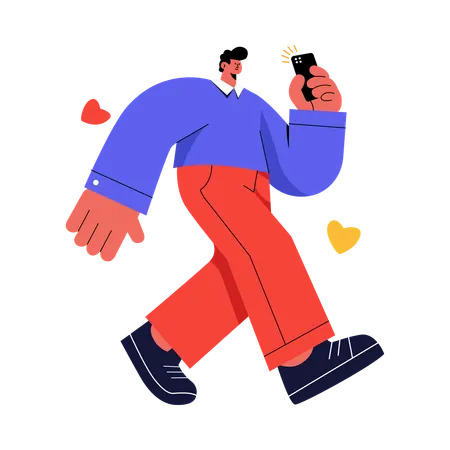 Man doing romantic Online Gift Shopping  Illustration
