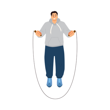 Man doing rope jumping  Illustration
