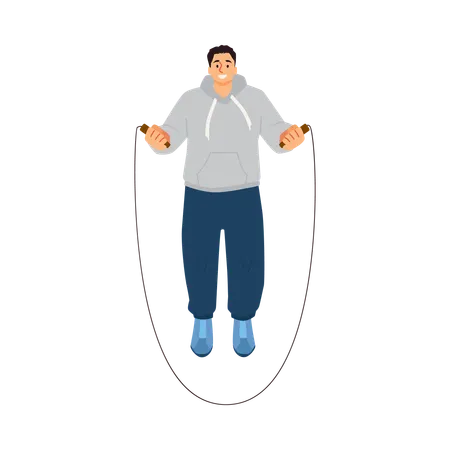 Man doing rope jumping  Illustration