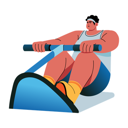 Man doing rowing machine  Illustration