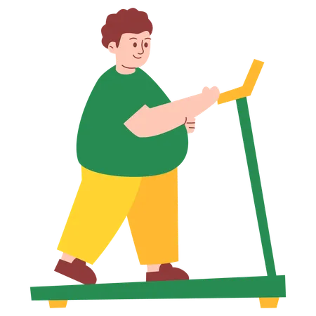 Man doing Run on Treadmill  Illustration