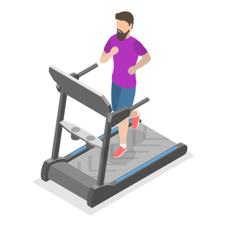 Man doing running on treadmill  Illustration