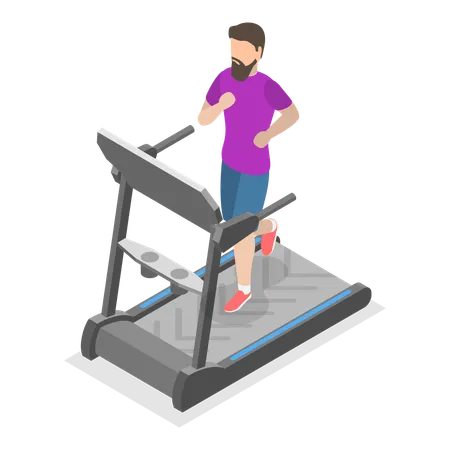 Man doing running on treadmill  Illustration