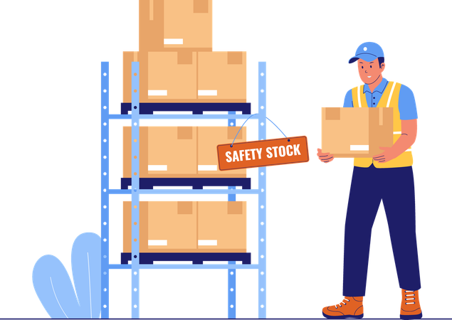Man doing Safety Stock Level Maintenance  Illustration