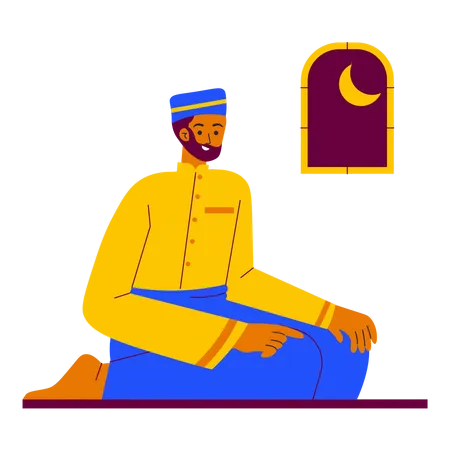 Man Doing Salat  Illustration