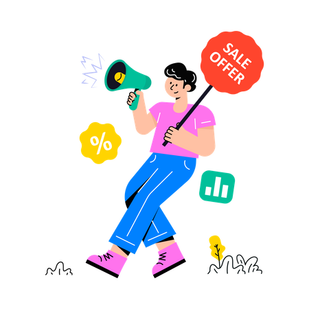 Man doing Sale Advertisement  Illustration