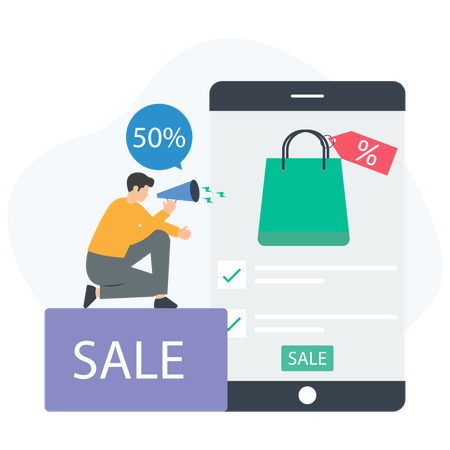 Man Doing Sale Marketing  Illustration