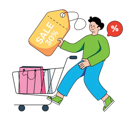 Man doing sale offer shopping  Illustration