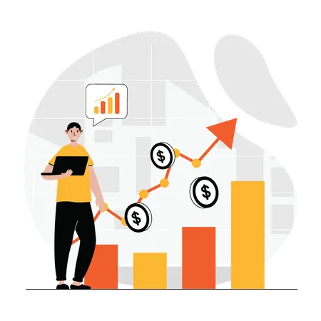 Man doing sales performance  Illustration