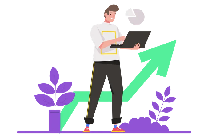 Man doing Sales Performance  Illustration