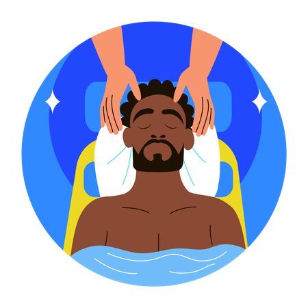 Man doing Scalp massage  Illustration