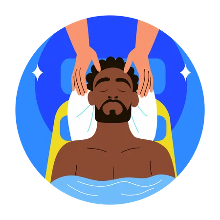 Man doing Scalp massage  Illustration