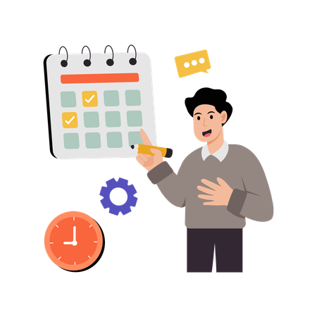 Man doing schedule management  Illustration