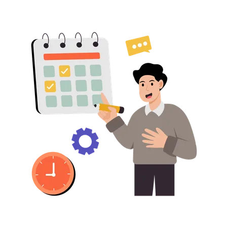 Man doing schedule management  Illustration