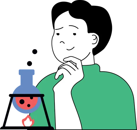Man doing science experiment  イラスト
