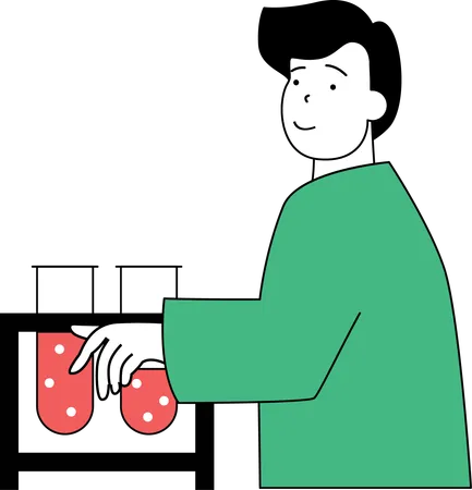 Man doing science experiment  Illustration