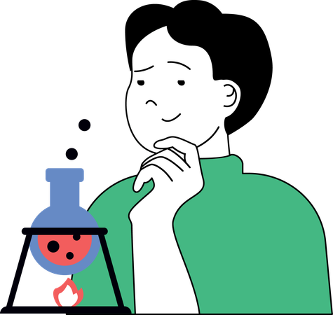 Man doing science experiment  Illustration