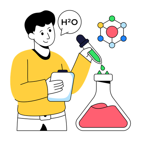 Man Doing Science Experiment  Illustration