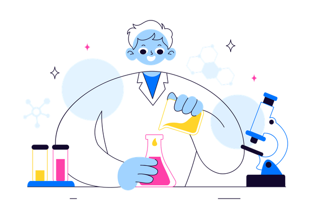 Man doing Scientific Experiments  Illustration
