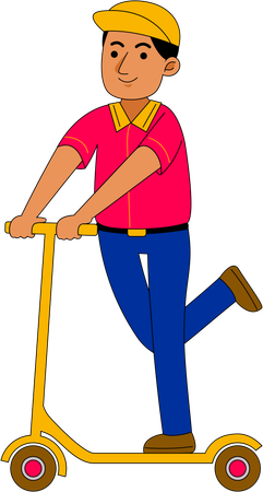 Man doing scooter delivery  Illustration